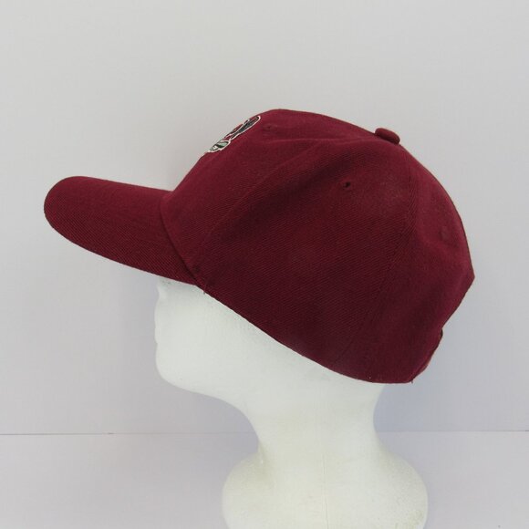 Macon Bacon Embroidered Logo Men's Burgundy Adjustable Strap Back Cap Hat - Picture 3 of 8